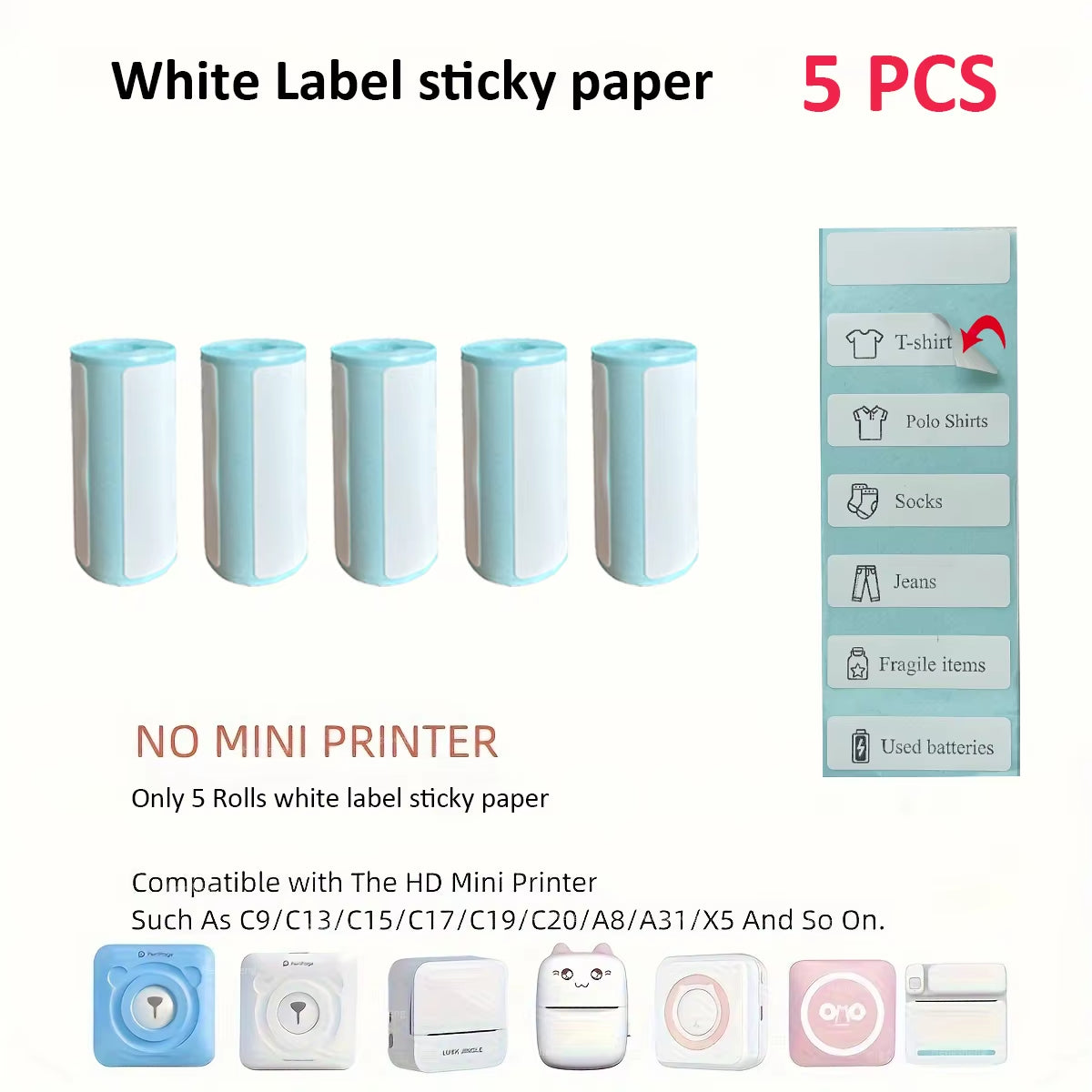 Mini Printer Portable Sticker Printer Mini Thermal Printer Compatible for Journal, Memo, Photo, Print Pod Gifts for Girls Kids