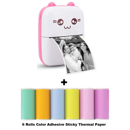 Mini Printer Portable Sticker Printer Mini Thermal Printer Compatible for Journal, Memo, Photo, Print Pod Gifts for Girls Kids