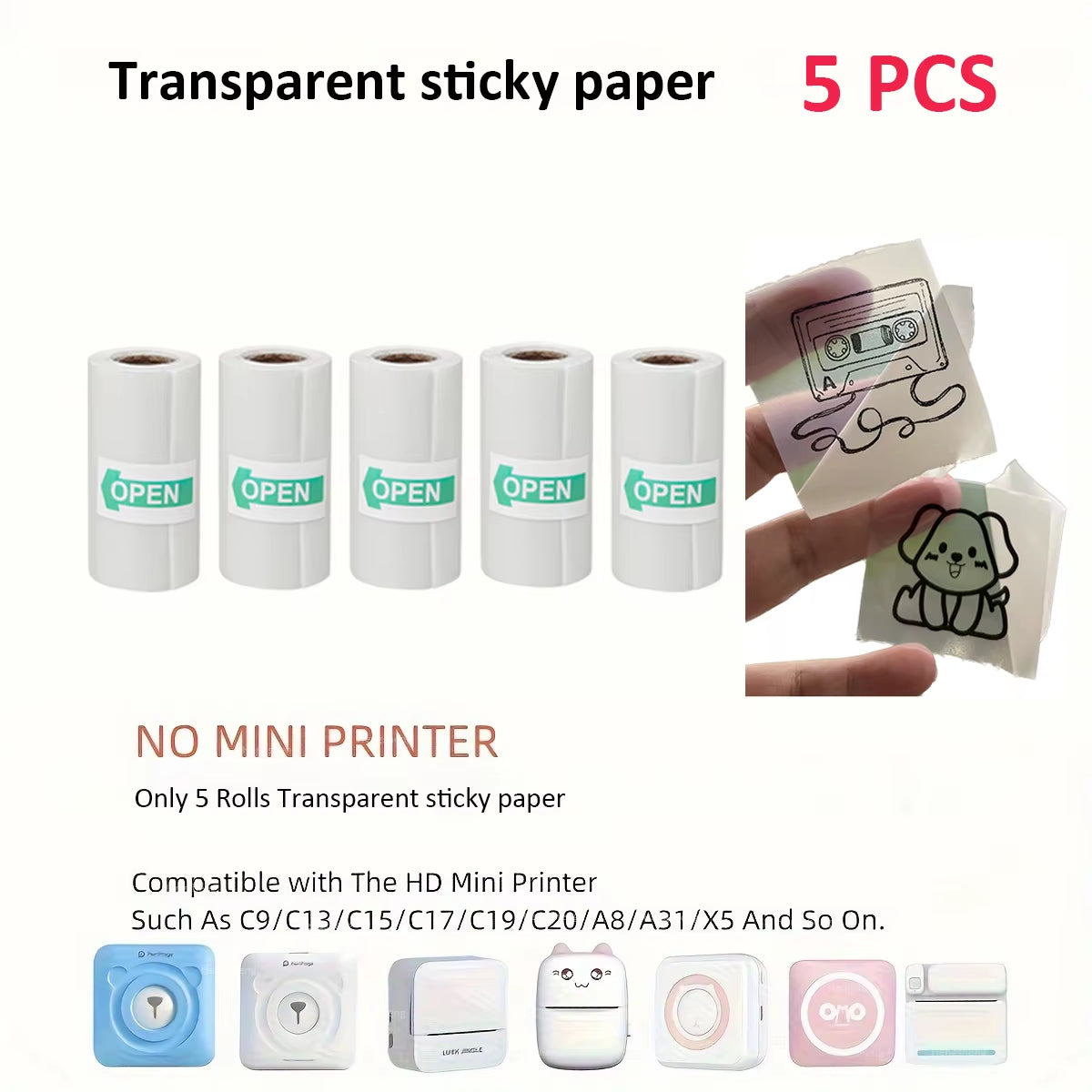 Mini Printer Portable Sticker Printer Mini Thermal Printer Compatible for Journal, Memo, Photo, Print Pod Gifts for Girls Kids