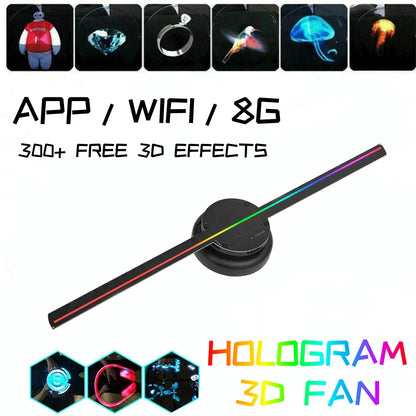 42/43Cm Hologram 3D Fan Projector Wall-Mounted Wifi Led Sign Holographic Player Advertising Display Support PC Software