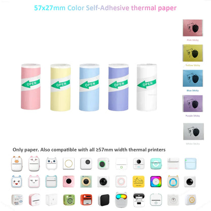 Mini Printer Portable Sticker Printer Mini Thermal Printer Compatible for Journal, Memo, Photo, Print Pod Gifts for Girls Kids