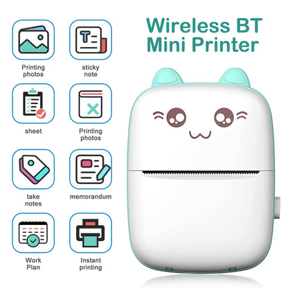 Mini Printer Portable Sticker Printer Mini Thermal Printer Compatible for Journal, Memo, Photo, Print Pod Gifts for Girls Kids